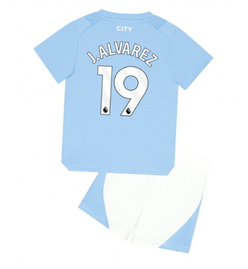 Manchester City Julian Alvarez #19 Domácí dres pro děti 2023-24 Krátký Rukáv (+ trenýrky)